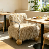 Fauteuil confortable en peau de mouton, style Mid-century Modern, Bauhaus, en acier inoxydable, pour hôtel, villa, salon et ferme