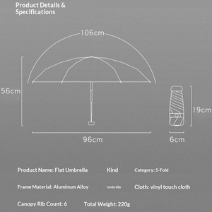 Mini Paraguas Plegable de Bolsillo, Protección Solar 50%, Transparente, de Goma Negra para Mujer, para Días Soleados y Lluviosos - Product Image 2