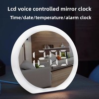 Réveil numérique LED multifonctionnel intelligent avec commande vocale, miroir, veilleuse, affichage de la température, en plastique