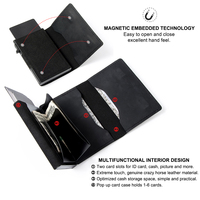 Dompet Kulit Asli Magnetik Penahan Kartu Terlaris Dropshipping, Portefeuille Cerdas Anti-RFID, Pelacak Pintar