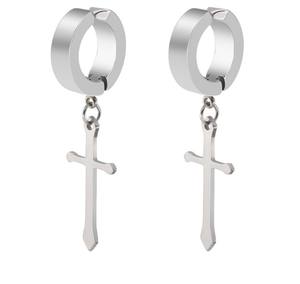 Boucles <span class=keywords><strong>d</strong></span>'oreilles à la mode sans piercing pour homme, boucles <span class=keywords><strong>d</strong></span>'oreilles croisées en acier inoxydable - Product Image 2