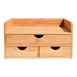 Modern Premium Natural Bamboo Cosmetic Makeup Desktop Storage Box <b>Organizer</b> With <b>Drawer</b>, Sundries Storage Bins - Product Image 3
