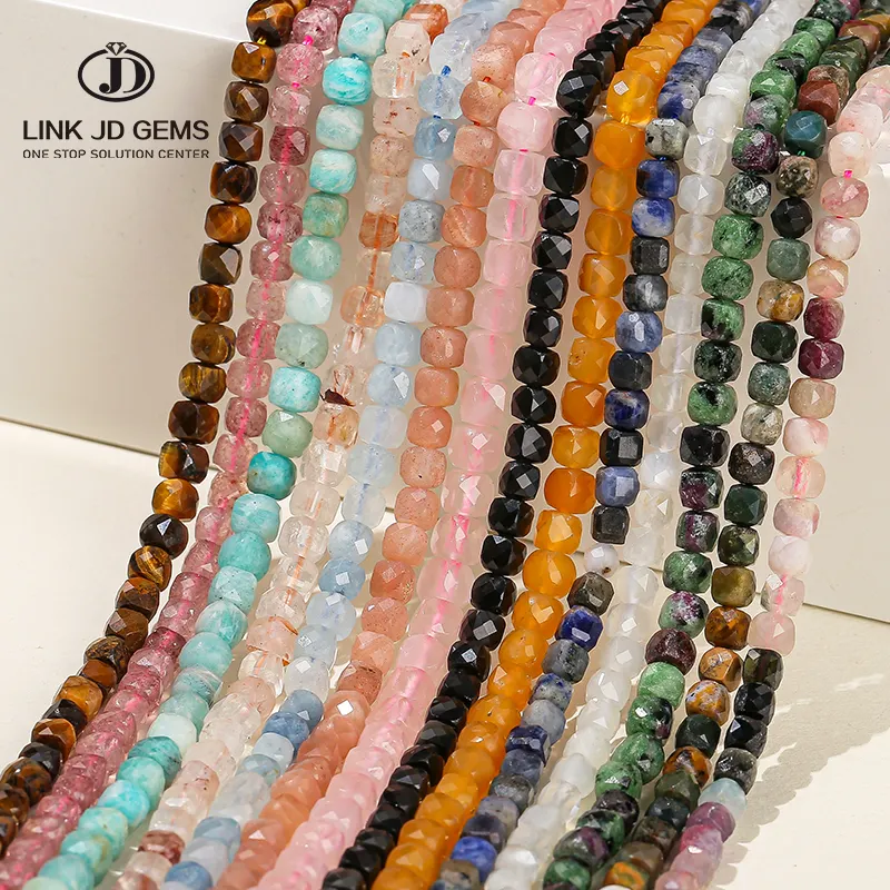 4-5Mm Multi Segi Square Kristal Alami Batu Akik Kerajinan Gem Bead Kuning Opal Manik-manik untuk DIY Perhiasan Aksesoris