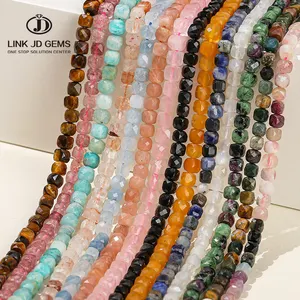 Hạt Đá Quý Thủ Công Mã Não Pha Lê Tự Nhiên Hình Vuông Nhiều Mặt 4-5Mm Hạt Đá Opal Màu Vàng Để Tự Làm Phụ Kiện Trang Sức