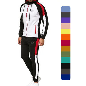 Survêtement d'entraînement d'hiver personnalisé, pantalon de jogging à capuche zippé de style sportif avec patchs de broderie, impression de conception privée - Product Image 1