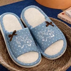 XIXITIAO 2026 Pantuflas de Algodón Transpirables con Lazo y Caballo para Mujer, Antideslizantes de EVA, para Todas las Estaciones, para Interiores y Dormitorio - Product Image 1