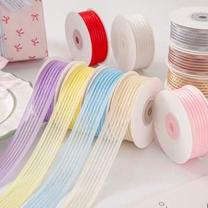 New Arrival Luxury 2.5cm Striped Organza <b>Ribbon</b> for Gift Box Wrapping & <b>Cake</b> Box Decor 10yd/roll - Product Image 1
