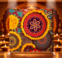 Support mural pour photomaton 8x8 pieds, pour décorations de festival indien Diwali, avec cadre en aluminium robuste de 32 mm, motif Rangoli Mandala floral