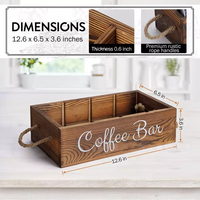 Organisateur de bar à café en bois de pin rustique avec poignées en corde pour dosettes de café, sachets de thé pour la décoration de comptoir de cuisine à domicile