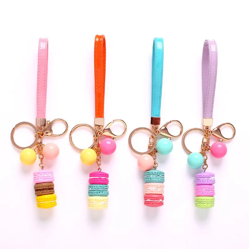 Porte-clés Macarons en silicone pour gâteau, chaîne, sac, pendentif, anneau de voiture, fournitures de mariage, cadeaux
