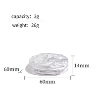 Boîte d'emballage cosmétique en plastique en stock, transparente mate, 3g, pour poudre compacte, étui vide pour poudre pressée avec plaque en aluminium