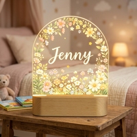 Veilleuse LED pour enfants avec base en bois, lampe USB en acrylique imprimée UV personnalisée, design minimaliste, cadeau DIY pour enfants, décoration intérieure