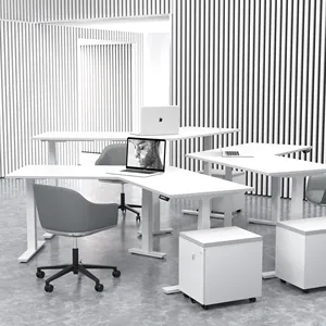 घर फर्नीचर OEM सेट सरल Swomanstudy बहु-समारोह ऊंचाई समायोज्य एल के आकार का कार्यालय डेस्क धातु लोहा मॉडेम आधुनिक दोहरी