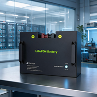 Batterie LiFePO4 BP-24150 avec bornes anti-inversion de polarité, avertissement de sécurité standard, doubles poignées portables, boîtier métallique