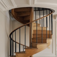 Escalier en colimaçon moderne en bois massif Anewson avec rampe en fer forgé pour usage intérieur en villa, escalier en métal durable