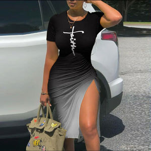 Abito Midi Sexy con arricciature <span class=keywords><strong>da</strong></span> <span class=keywords><strong>donna</strong></span> con coulisse sottile personalizzato abito aderente <span class=keywords><strong>da</strong></span> spiaggia con spacco <span class=keywords><strong>da</strong></span> <span class=keywords><strong>donna</strong></span> - Product Image 3