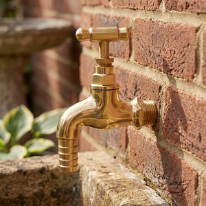 Robinet d'arrêt en laiton doré Huno |   Solutions de robinetterie pour salle de bain et jardin au design industriel durable avec garantie d'un an - Product Image 3