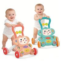 Table d'activités multifonctionnelle pour bébé et tout-petit, trotteur en plastique avec motif singe de dessin animé, vitesse réglable et fonction musicale