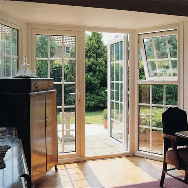 AS2047オーストラリアアルミニウム二重ガラス低e両開き窓ドアフレンチ正面玄関ドア美容グリル付き