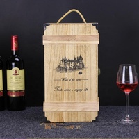 Boîte à vin en bois de paulownia rôti antique 2 bouteilles de rangement en bois avec technique polie