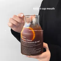 Gobelet en verre portable de style Ins pour un usage domestique, simple, pour café froid, grande capacité, jus de haute valeur avec paille