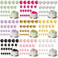Décorations de gâteau en fausses boules de mousse de tailles variées (2cm, 2.5cm, 3cm, 4cm) – 20 pièces – Noir, Or, Argent, Rose – Boules pour gâteaux d'anniversaire et de Noël