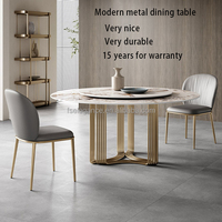 Petite table à manger en marbre ovale d'intérieur, ensemble de table ronde rotative pour 8 personnes, 16 places, livraison gratuite, 2024