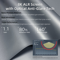 Écran de projection à cadre fixe de 92 à 250 pouces, gris, 4K 8K Ultra HD, écran de projection de cinéma anti-reflet de la lumière ambiante, home cinéma
