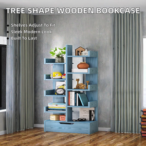 رف كتب خشبي عصري رائج للبيع لغرفة المعيشة، رف متعدد الطبقات على شكل شجرة - Product Image 2