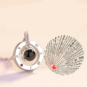 Colgante con proyección de corazón para mujer, collar con corazón de San Valentín, I Love You, 100 idiomas - Product Image 2