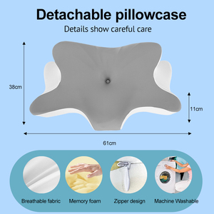 Bantal tengkuk busa memori ergonomik, penopang leher tempat tidur anti-mendengkur dapat dicuci sisi belakang - Product Image 5