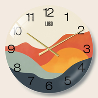 Jam Dinding Abstrak Modern Motif Gelombang Warna Hijau Sage Terracotta Jarum Emas Quartz Senyap untuk Dekorasi Ruang Tamu Kamar Tidur Lobi Hotel