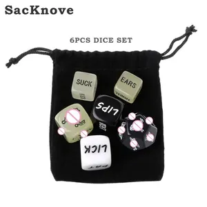 SacKnove Good Quality 6 Pcs Kit Fun Adult Accessories Novelty Humour Party Gift Acrylic Sex Toys Dice For Couples Game