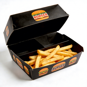 Toptan Özelleştirilmiş Baskılı Fast <span class=keywords><strong>Food</strong></span> Paket Servis Hamburger Patates Kızartması Bölmeli Yemek Kutuları Kapları - Product Image 5