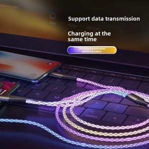 HJY LIUGUANG Carga súper rápida 6A Flash 1 metro RGB Luminoso Tipo-C Cable DE DATOS USB 120W Teléfono móvil Coche Cable brillante - Product Image 2