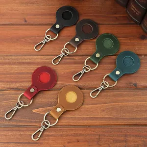 Portachiavi Circolare in Vera Pelle Crazy Horse, Porta Tessere di Accesso, Portachiavi Elegante, Porta Sensore Ascensore, Porta Apple Tracker, Portatile - Product Image 4