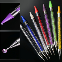 1 pièce Stylo à double embout pour la pose de strass et de cristaux, avec manche en cristal, outil de manucure et DIY pour ongles