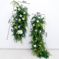 Arche de fleurs artificielles en verdure, guirlande mixte blanche, violette et orange en soie, faite à la main, durable, personnalisable, pour décoration d'arche de mariage