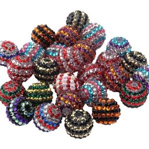 Großhandel 100pcs Bulk Bunte Kinder Chunky Halskette Schmuck 20mm Harz streifen Strass Kugel Perlen Acryl Kunststoff Lucite - Product Image 6