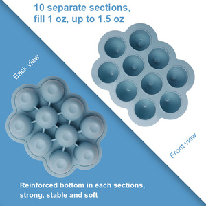 Moule à glace en silicone 10 cavités, fabricant de sucettes glacées DIY avec couvercle, bac de congélation pour aliments pour bébés, étanche, sans BPA - Product Image 6