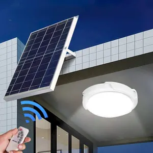 Lampada da soffitto rotonda a LED solare per interni con telecomando 100w per capannone portico Patio Garage Home