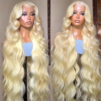 Perruque de cheveux humains 613 13x4 HD Lace Frontal, cheveux vietnamiens bruts, blond miel 613, ondulée