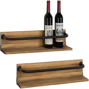 Bohao Wood Products Wall <b>Shelf</b> Carbonized <b>Pine</b> Rustic Style Wall Mounted Type Durable Easy To Fix Rectangle <b>Shelves</b> - Product Image 2