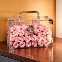 Acryl handgemaakte geconserveerde bloemen doos cadeau roze geconserveerde rozen voor vrouwen vrouw moeder oma Moederdag verjaardag jubileum