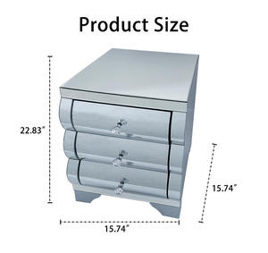 Baked Curved <b>Mirror</b> Modern Nightstand 3 Drawer Wood Bedside <b>Table</b> Chest Drawers Bedroom Small Spaces End <b>Table</b> Living Room OE - Product Image 6