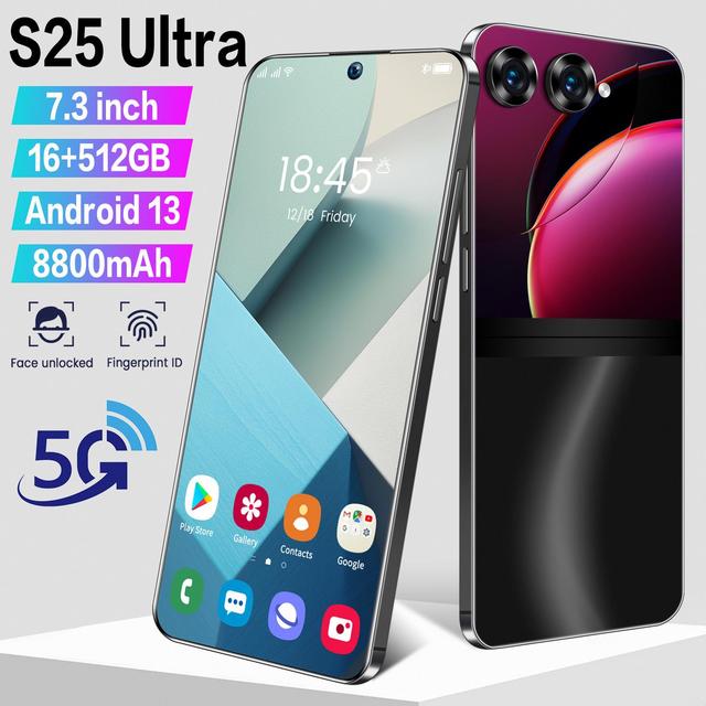 2025 5g Smartphone Original Unlocked S25 Ultra 16GB + 512GB Android Mobile Phones With Face Id Cell Phone 7.2 Inch Full Screen