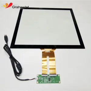 HX1701701 industrial PCAP 17 polegada USB multitouch screen painel, 4x3 vidro de toque capacitivo