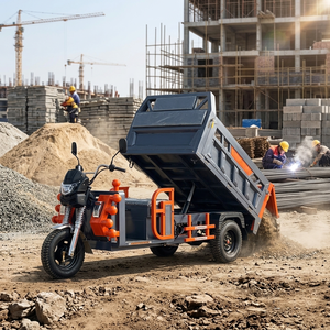 Tricycle à benne basculante avec cadre en acier renforcé, moteur 1800W, capacité de charge de 1200 kg, trois roues pour la livraison de matériaux de construction - Product Image 1