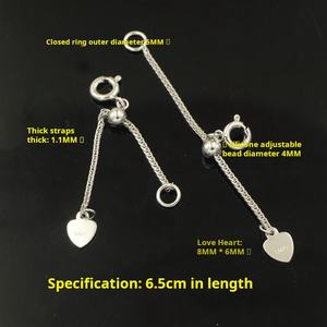 Chaînes d'extension en argent sterling 925 ajustables en forme de cœur, fabrication de bijoux en gros, bracelet, collier, chaîne <span class=keywords><strong>Chopin</strong></span>, KUMOKUMO - Product Image 3