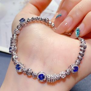 צמיד ספיר פרידוט משובץ בעיצוב חוליות יוניסקס בסגנון מינימליסטי מתנה - Product Image 6